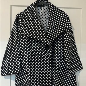 Sun Kim Polka Dot Black & White Swing Coat